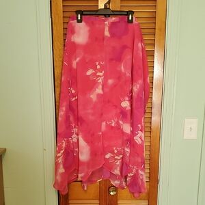 Catherines Asymmetrical Skirt in Pink and White Floral